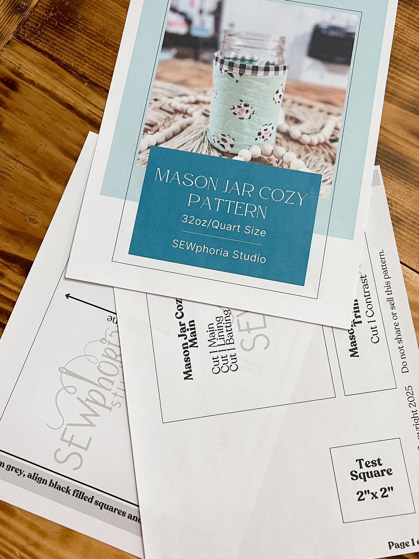 Mason Jar Cozy 32oz PDF Download Sewing Pattern