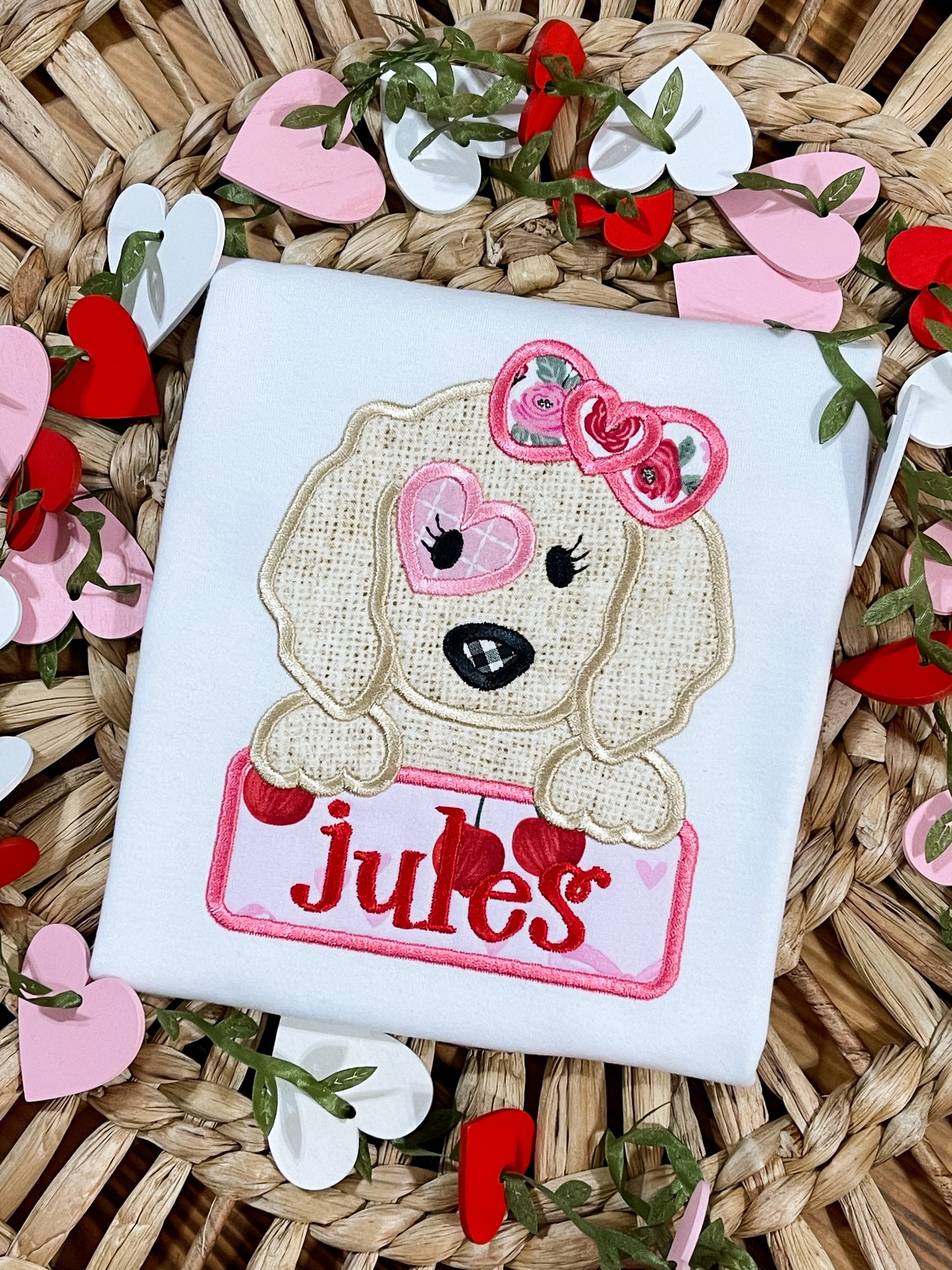 Valentine Girl Puppy T-Shirt White