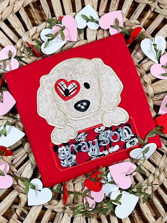 Valentine Boy Puppy T-Shirt Red
