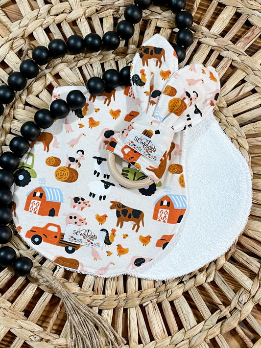 Burp Cloth Set Farm Print