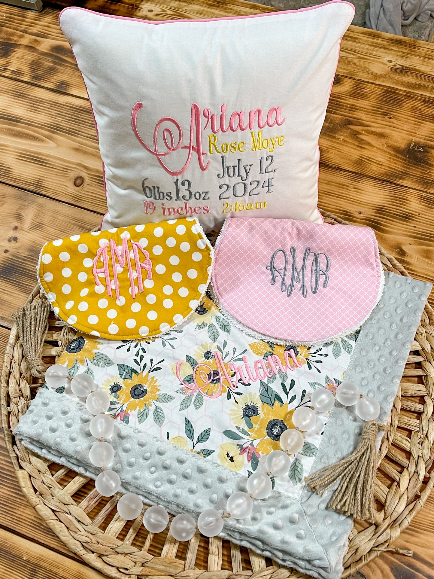 Birth Announcement Pillow Gift Set