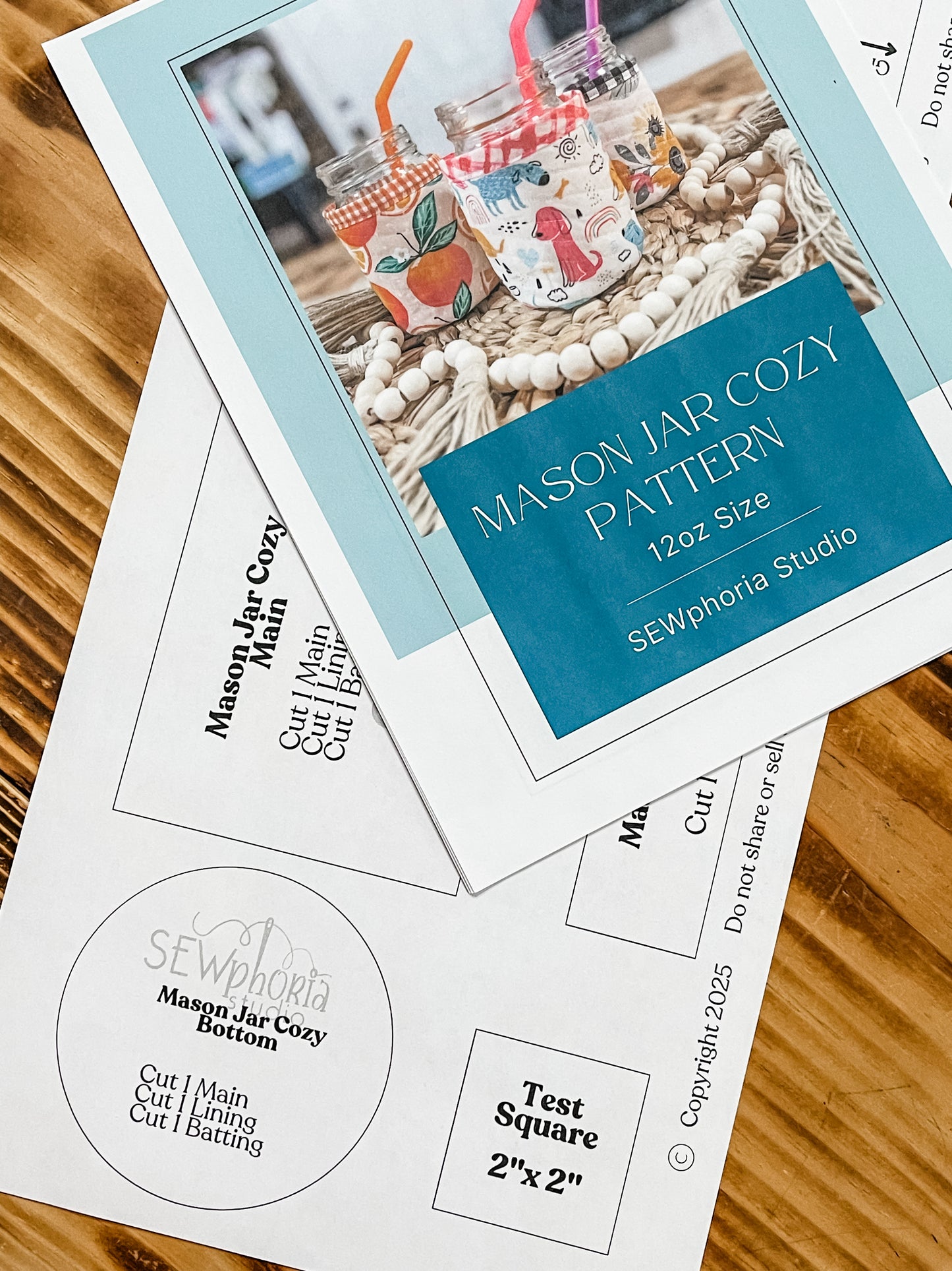 Mason Jar Cozy 12oz PDF Download Sewing Pattern