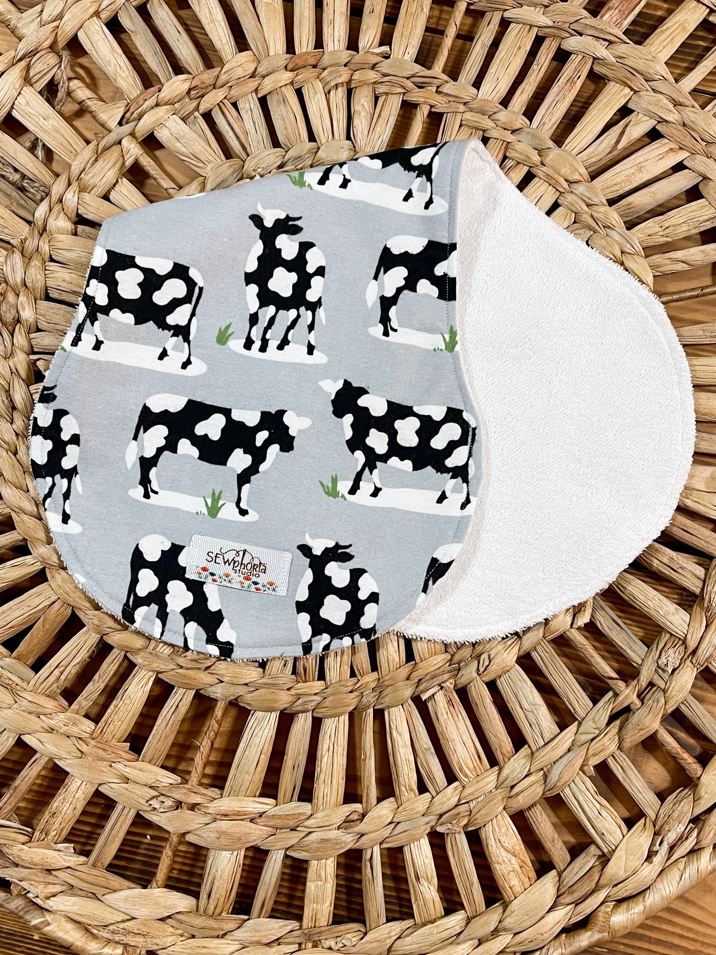 Burp Cloth Set Cow Print