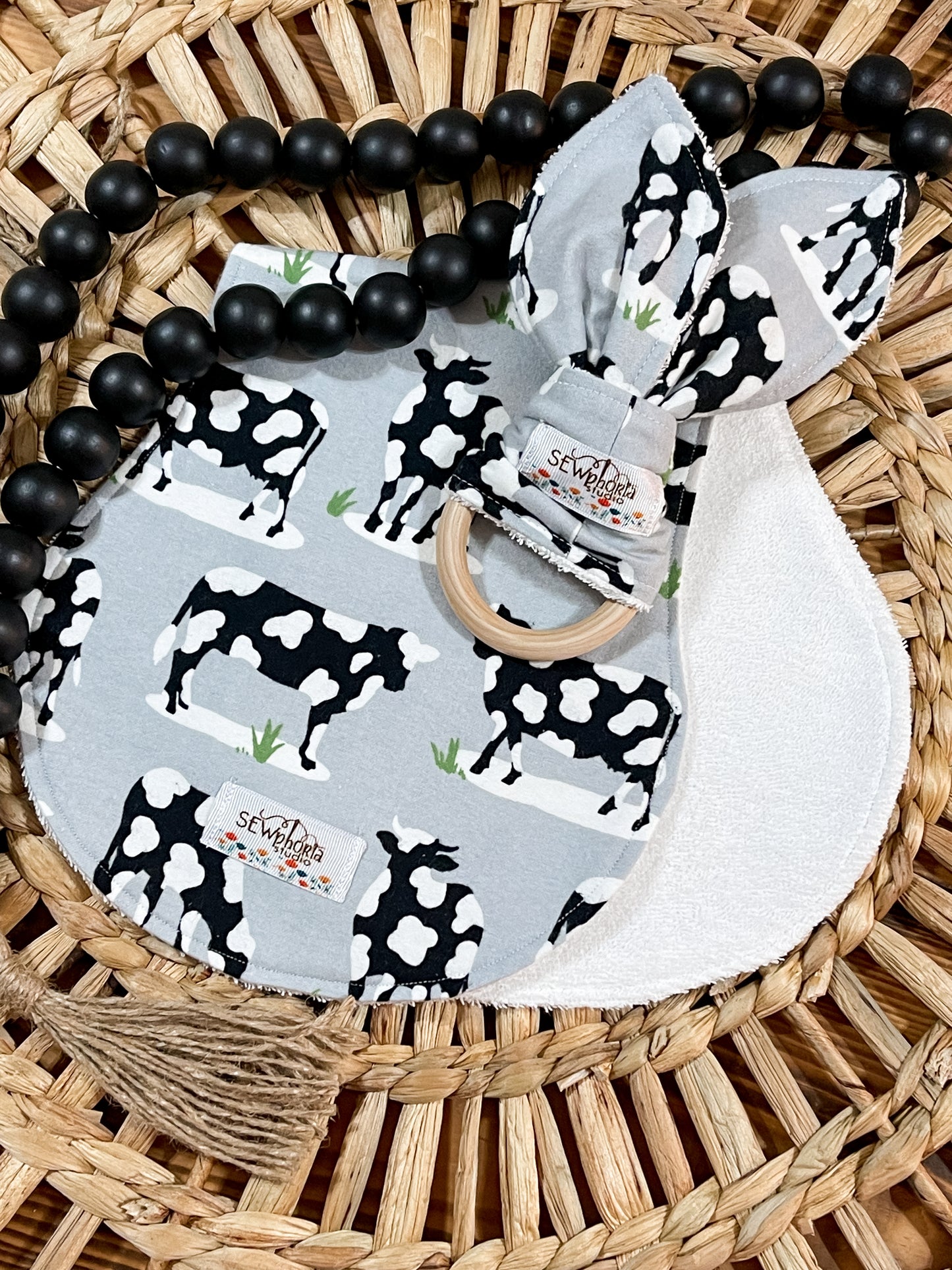 Burp Cloth Set Cow Print