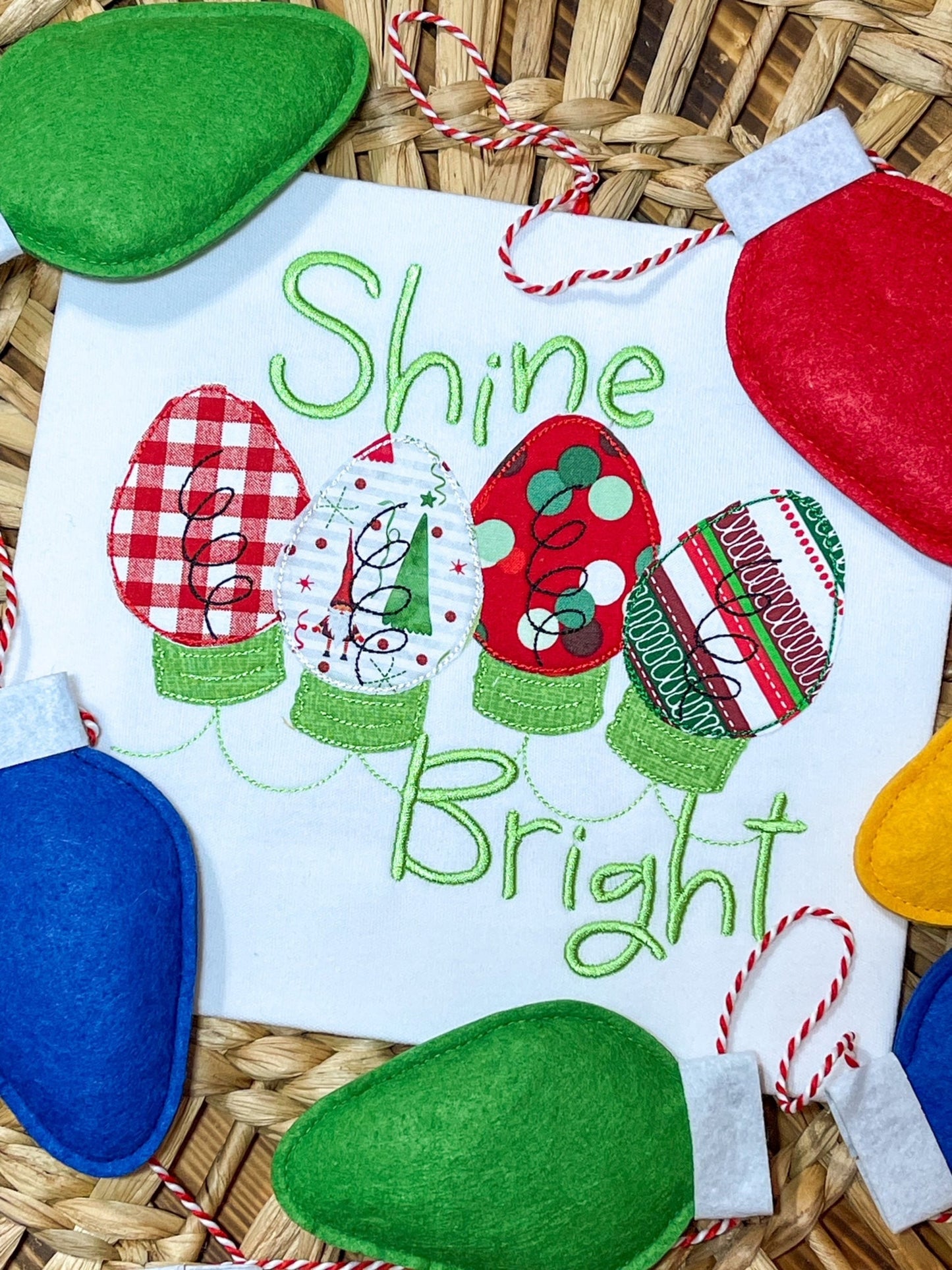 Shine Bright Christmas Red Bulb Set T-Shirt White